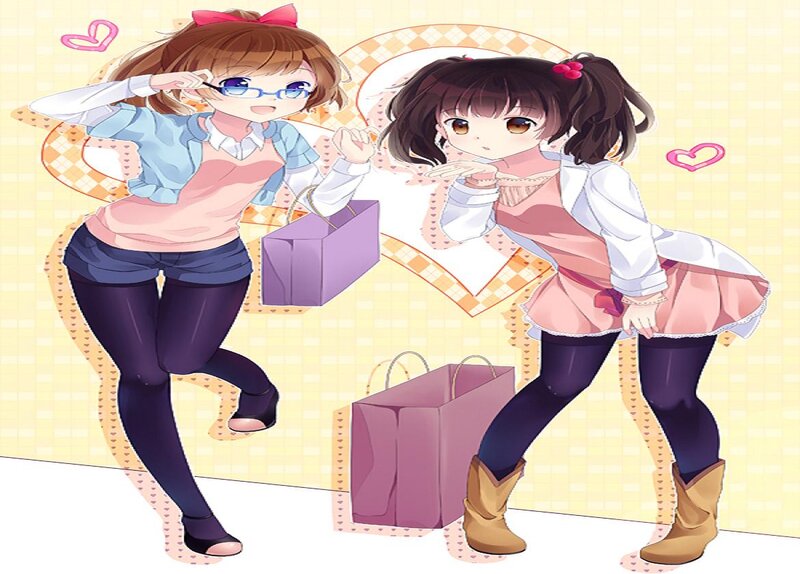 Two Anime Girls Shopping — Pink, Cheerful