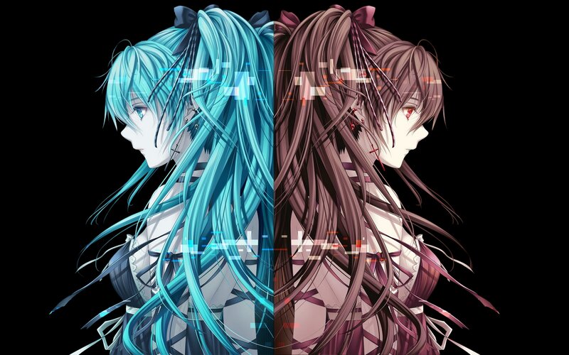 Two Anime Girls Side by Side — Blue