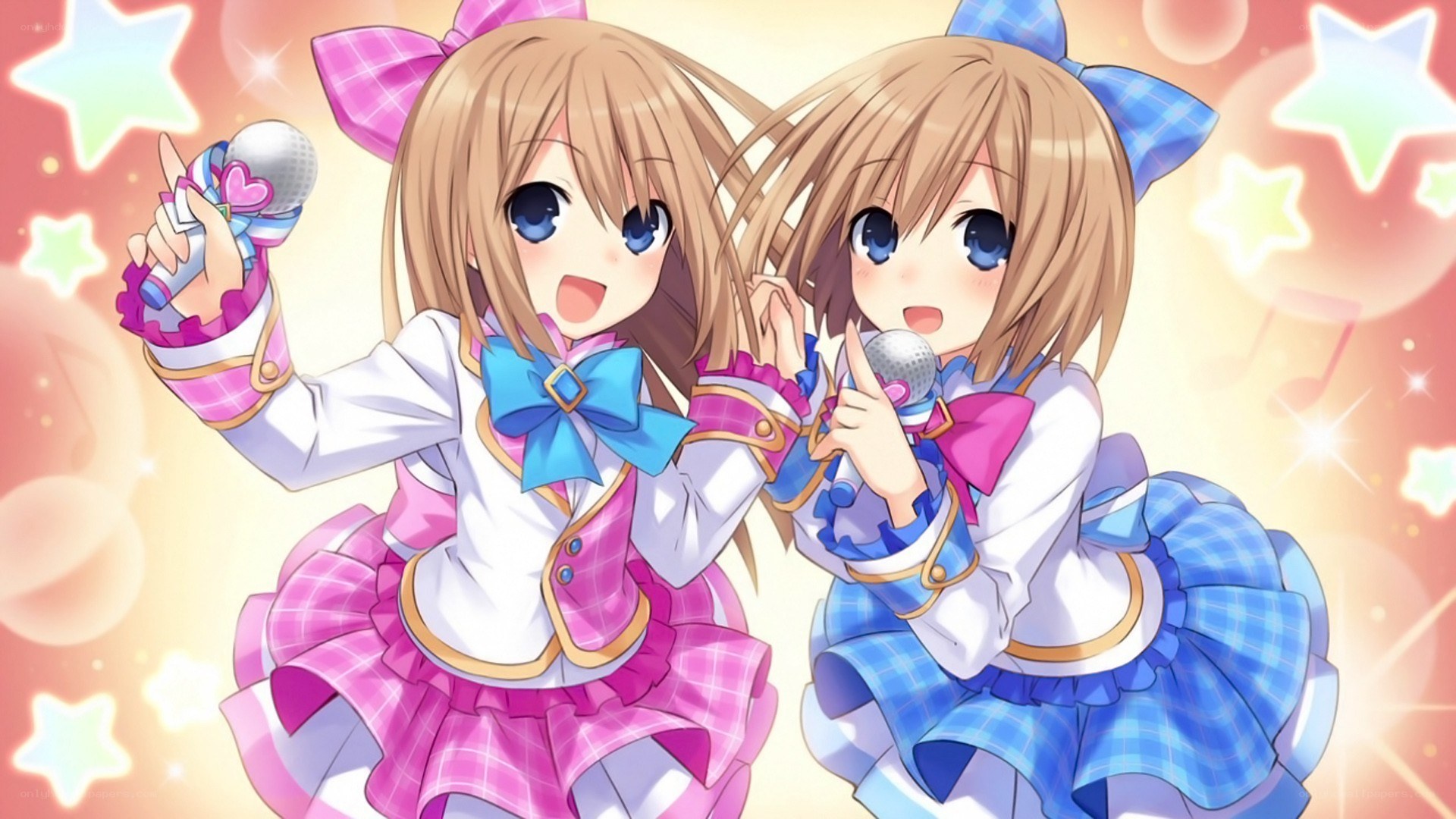 two anime girls singing