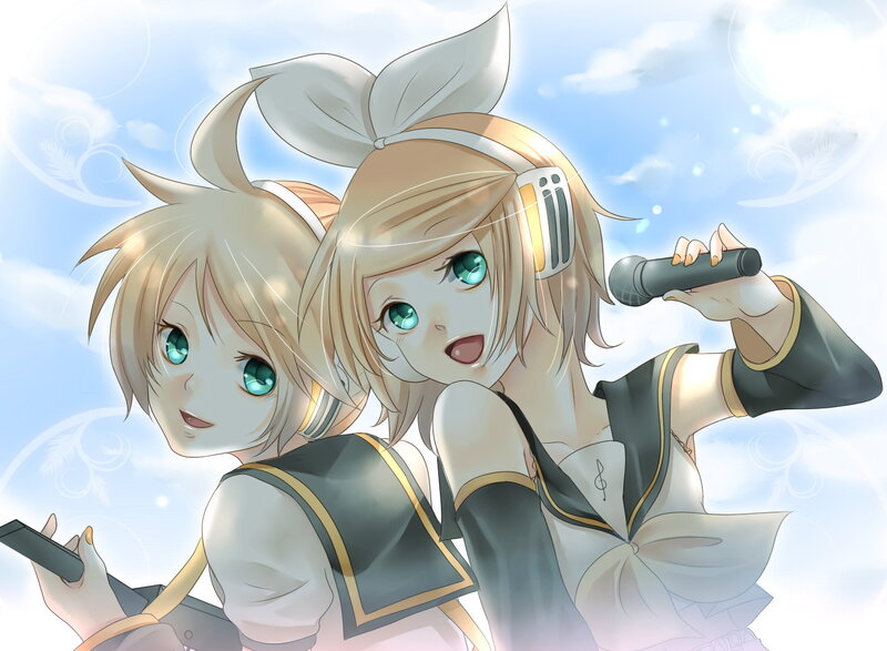 Two Anime Girls Singing — Blue, Cheerful