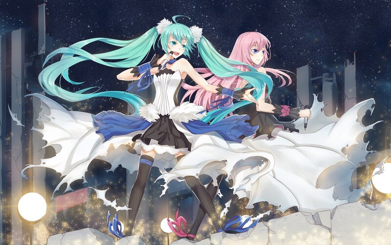 Two Anime Girls Singing — Blue, Dramatic