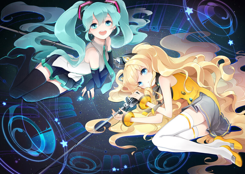 Two Anime Girls Singing — Blue, Dreamy