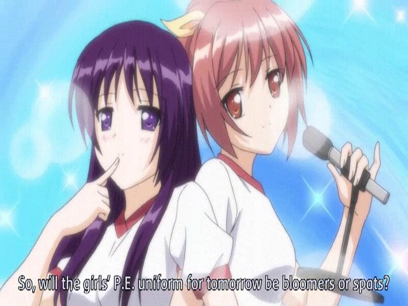 Two Anime Girls Singing — Blue, Playful