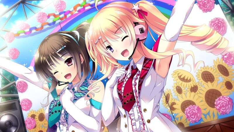 Two Anime Girls Singing — Pink, Joyful, Energetic