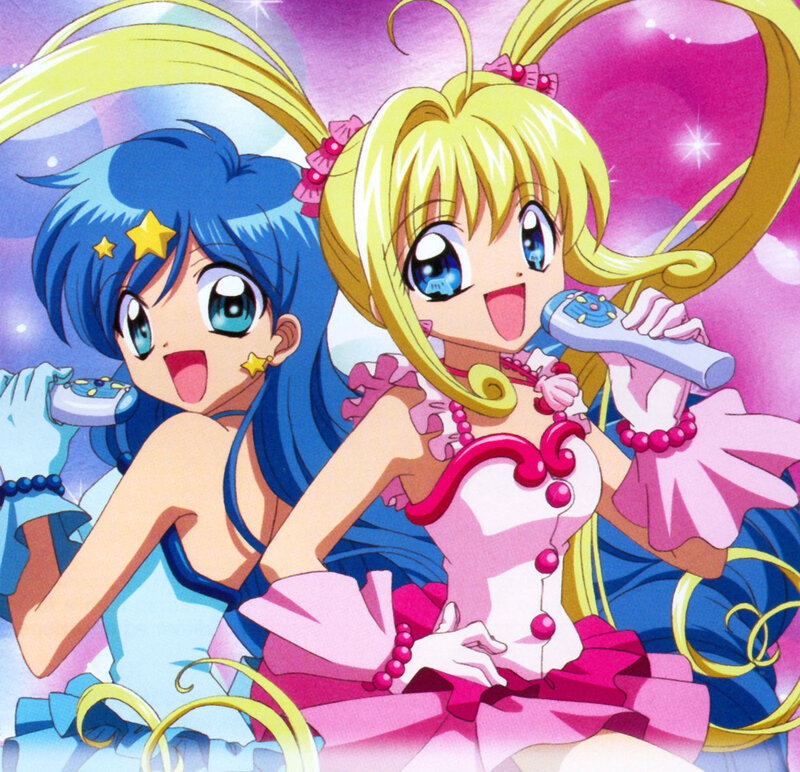 Two Anime Girls Singing — Pink, Joyful, Microphone