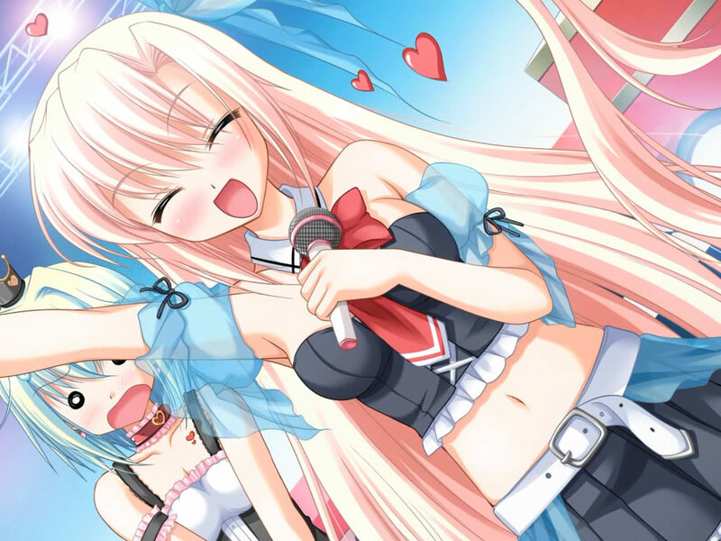 Two Anime Girls Singing — Pink, Joyful