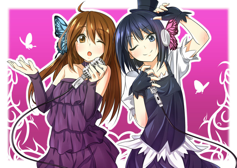 Two Anime Girls Singing — Pink, Playful