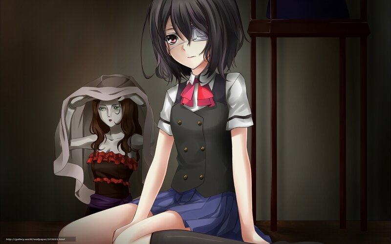Two Anime Girls Sitting — Black, Dramatic, School Uniform