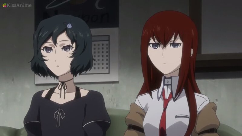 Two Anime Girls Sitting — Black, Neutral