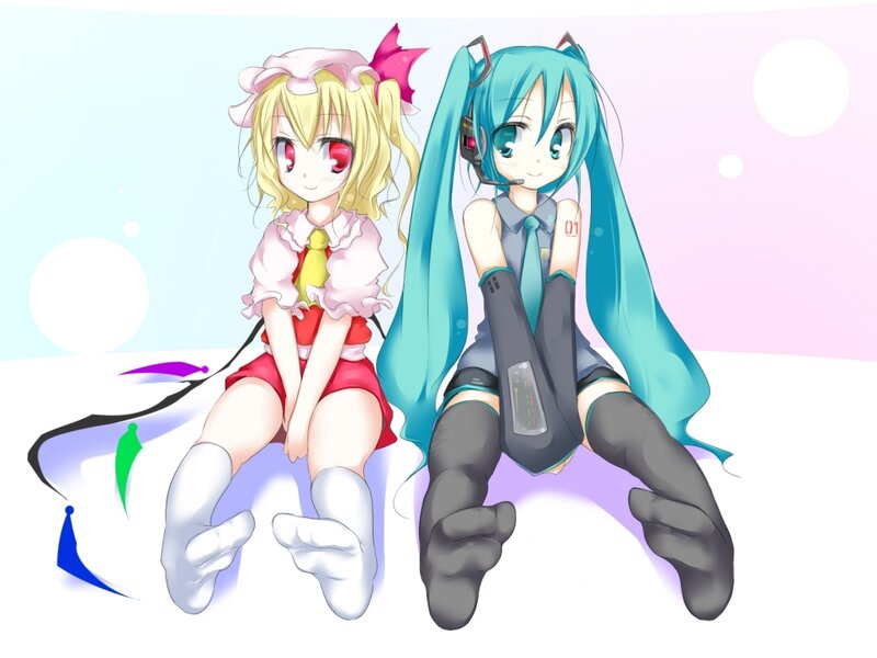 Two Anime Girls Sitting — Blue, Calm, Cat Ears