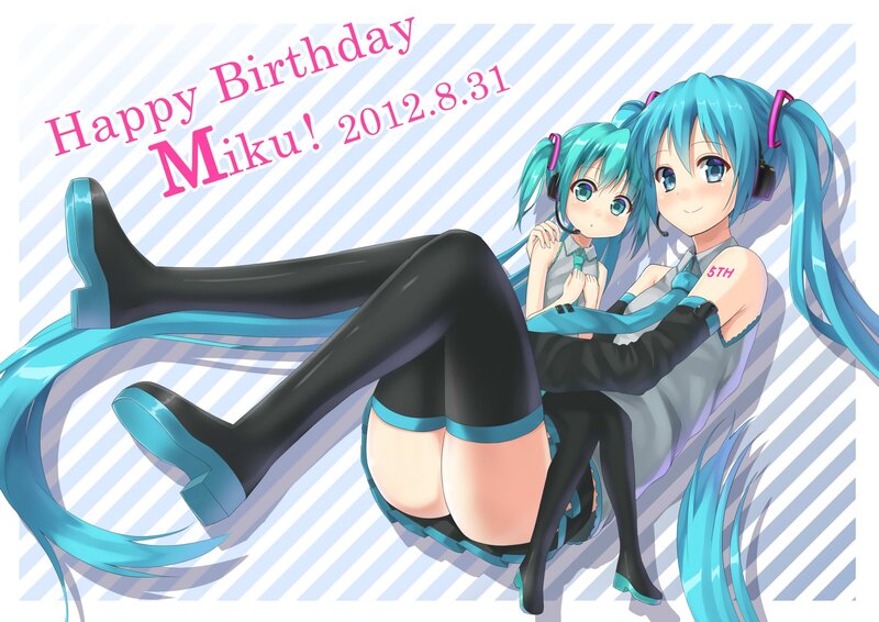 Two Anime Girls Sitting — Blue, Happy