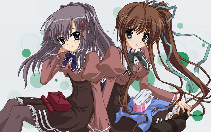 Two Anime Girls Sitting — Brown