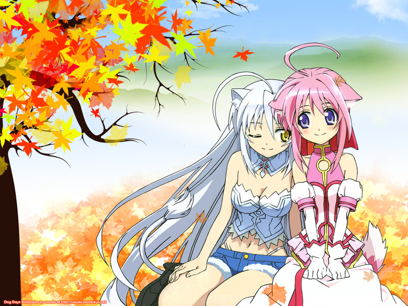 Two Anime Girls Sitting — Orange, Serene