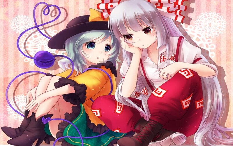 Two Anime Girls Sitting — Pink, Calm, Witch Hat