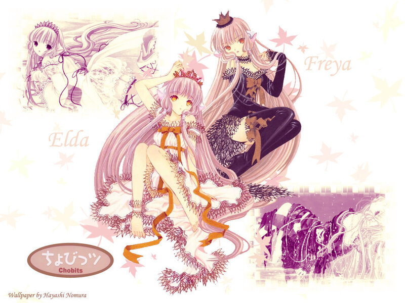 Two Anime Girls Sitting — Pink, Dreamy