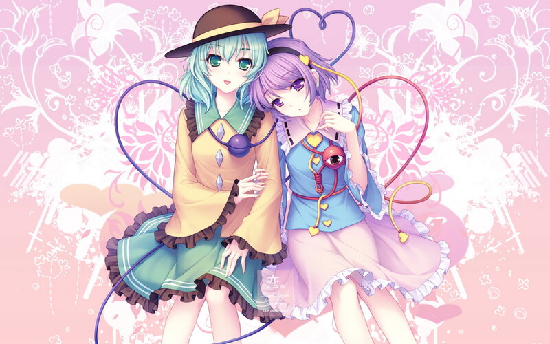 Two Anime Girls Sitting — Pink, Sweet