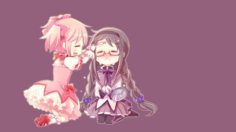 Two Anime Girls Sitting — Purple, Calm, Dolls