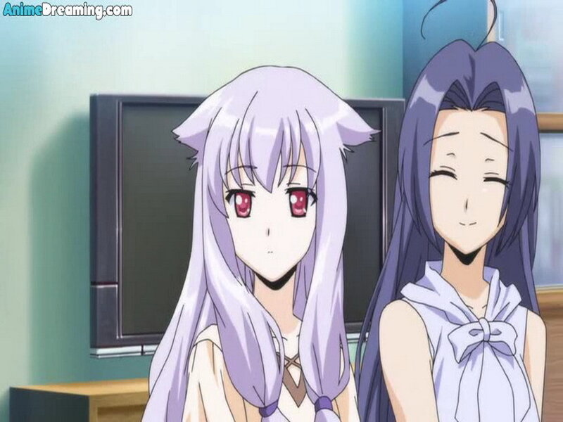 Two Anime Girls Sitting — Purple, Calm