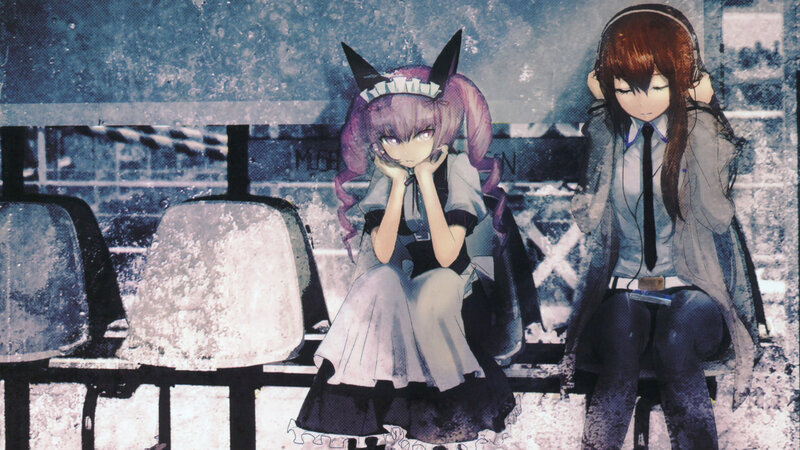 Two Anime Girls Sitting — Purple, Melancholic