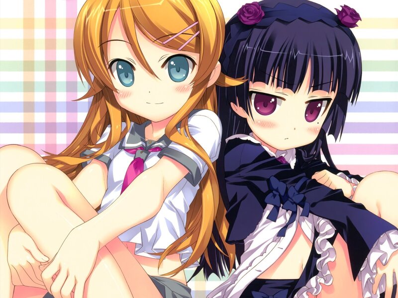 Two anime girls sitting together