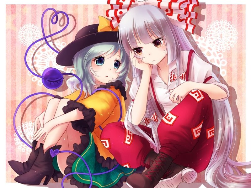 Two anime girls sitting together