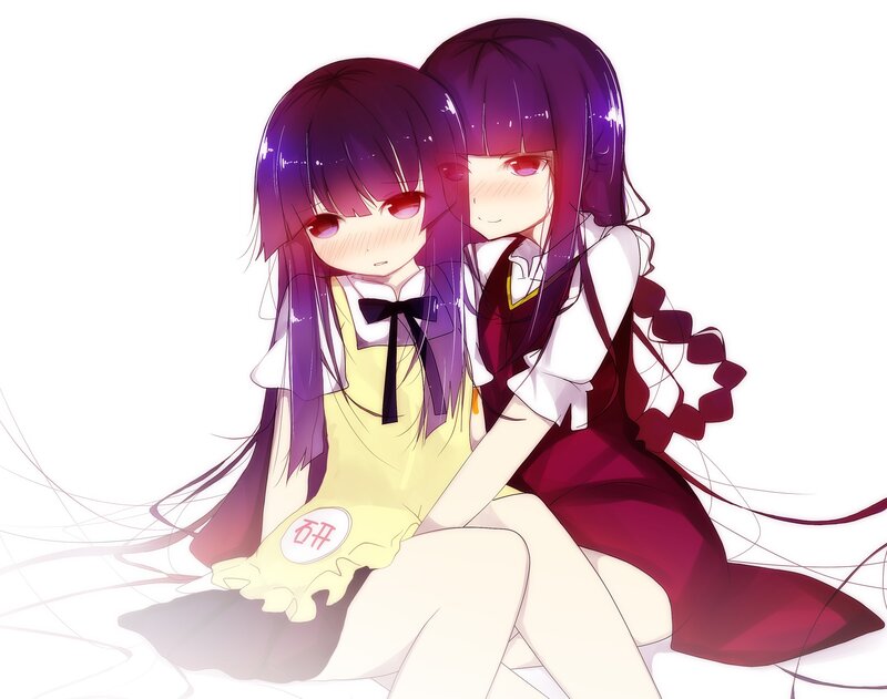 Two anime girls sitting together