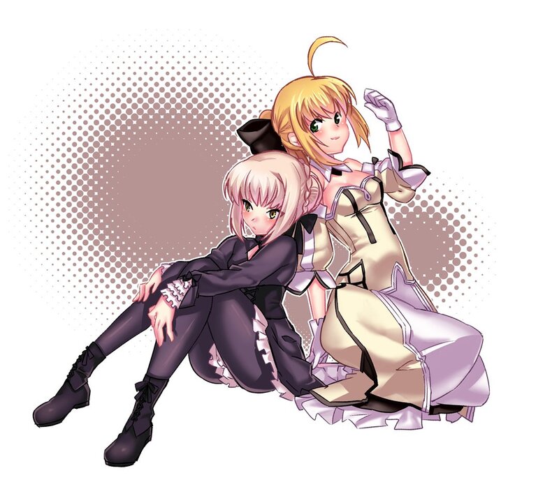two anime girls sitting together