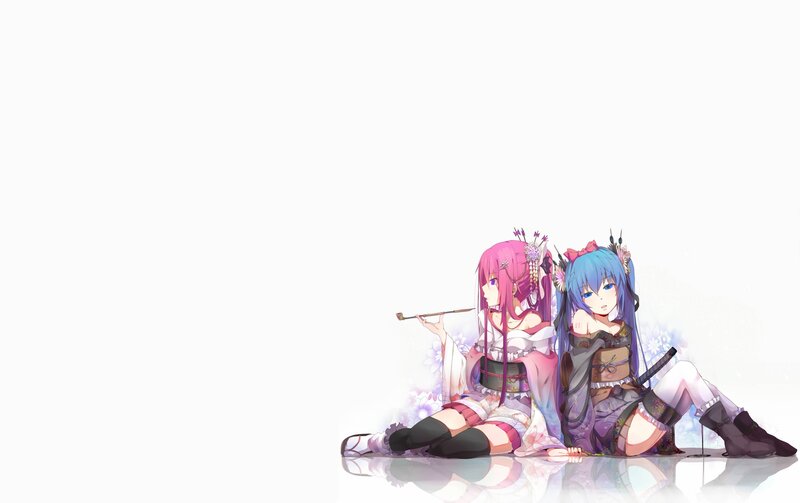 two anime girls sitting together