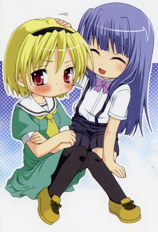 Two anime girls sitting together