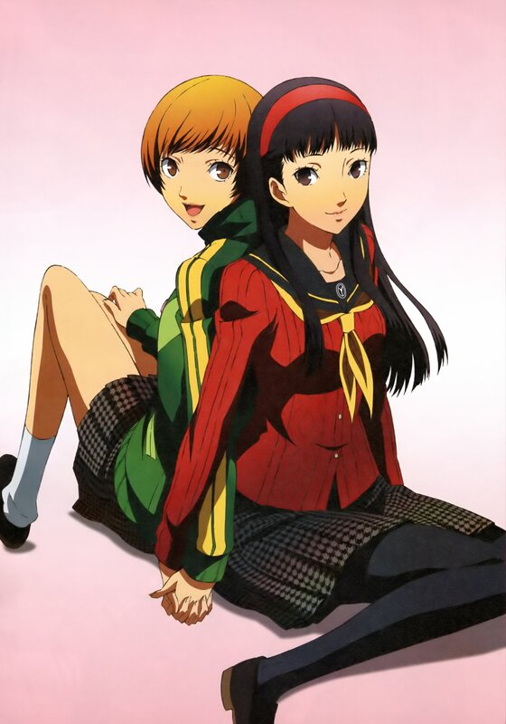 two anime girls sitting together
