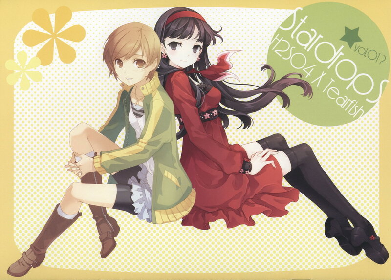 Two anime girls sitting together