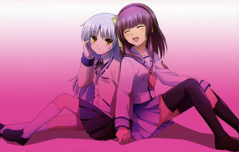 two anime girls sitting together