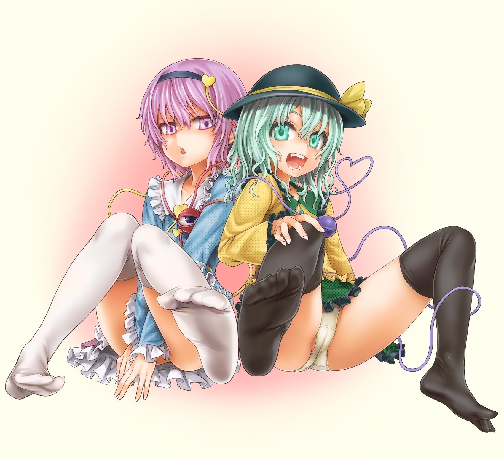 Two anime girls sitting together