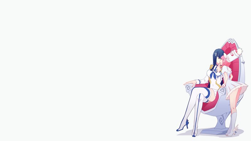 Two Anime Girls Sitting — White, Calm, Chair