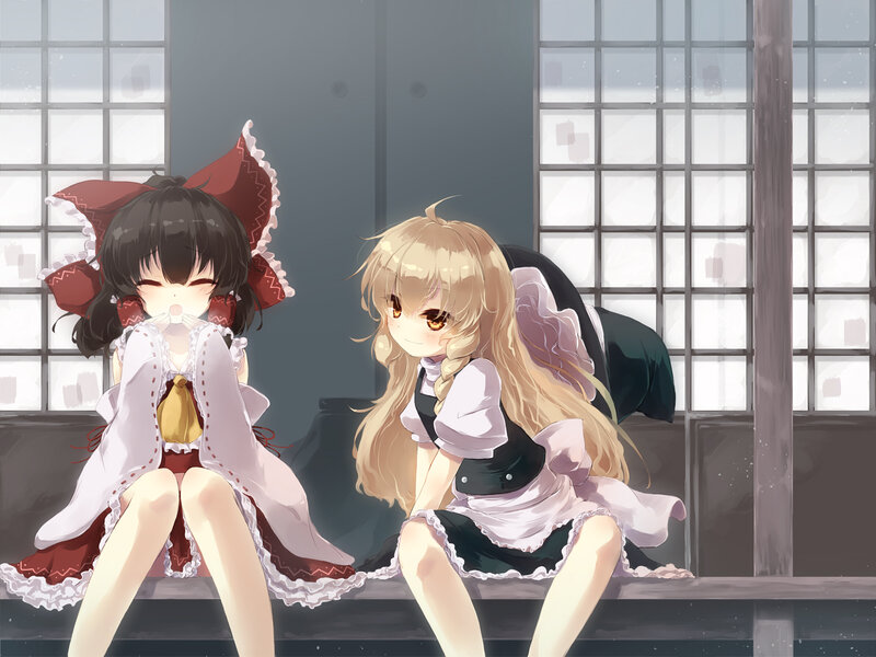Two Anime Girls Sitting — White, Calm, Chairs