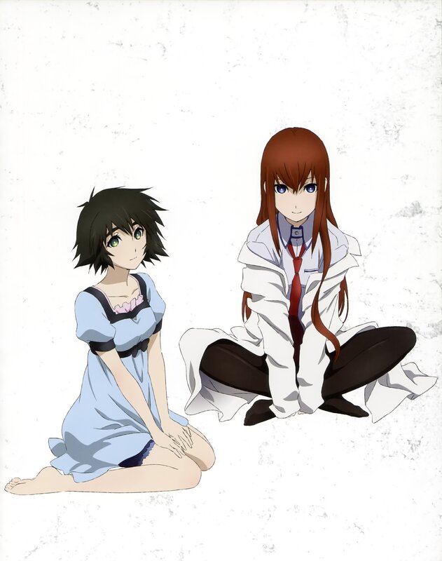 Two Anime Girls Sitting — White, Calm, School Uniform