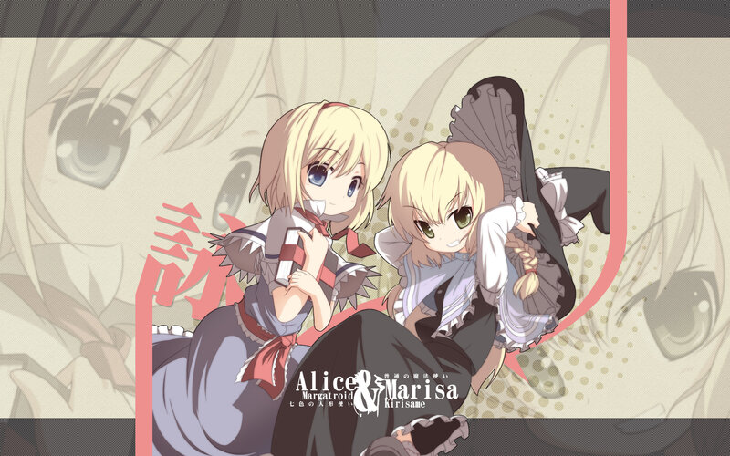 Two Anime Girls Sitting — White, Playful