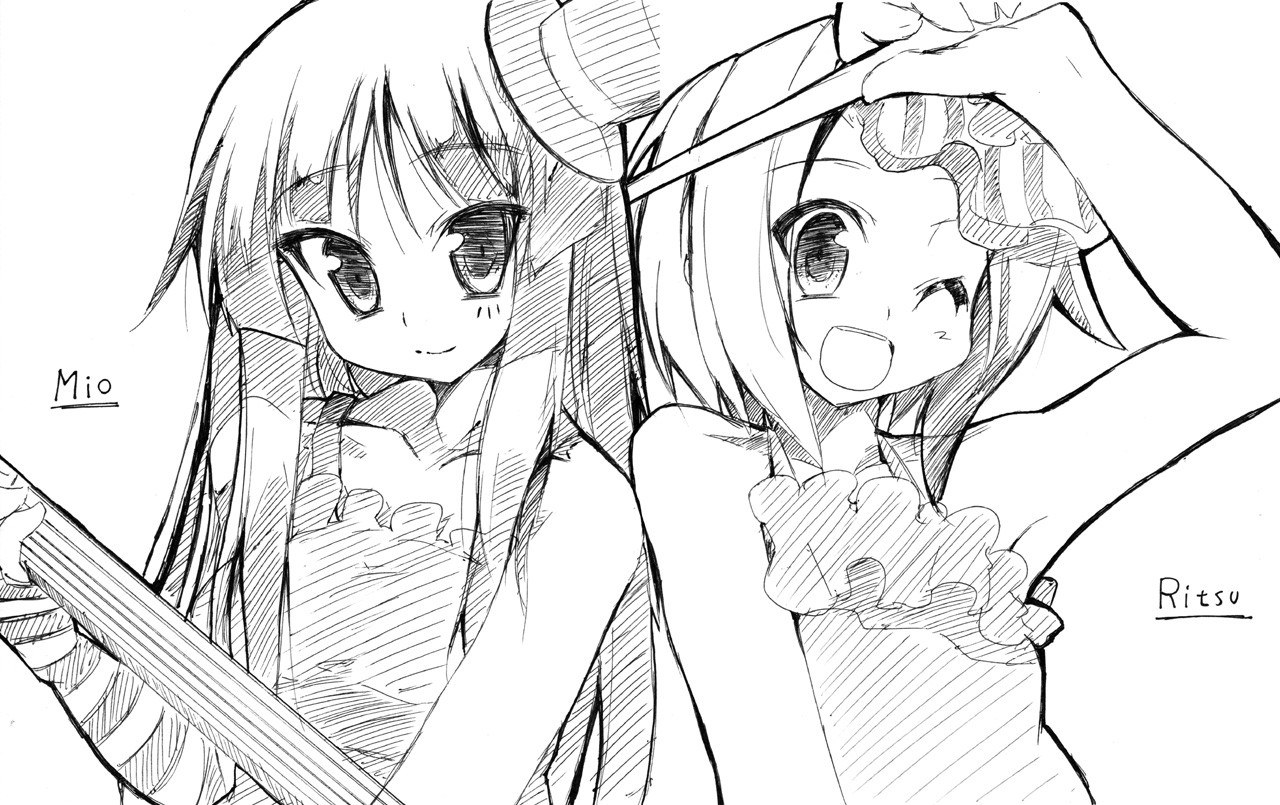 Two anime girls sketch