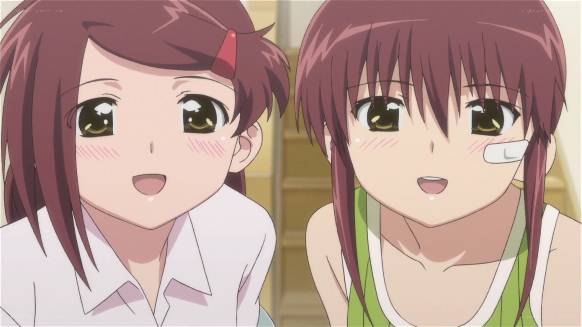 two anime girls smiling