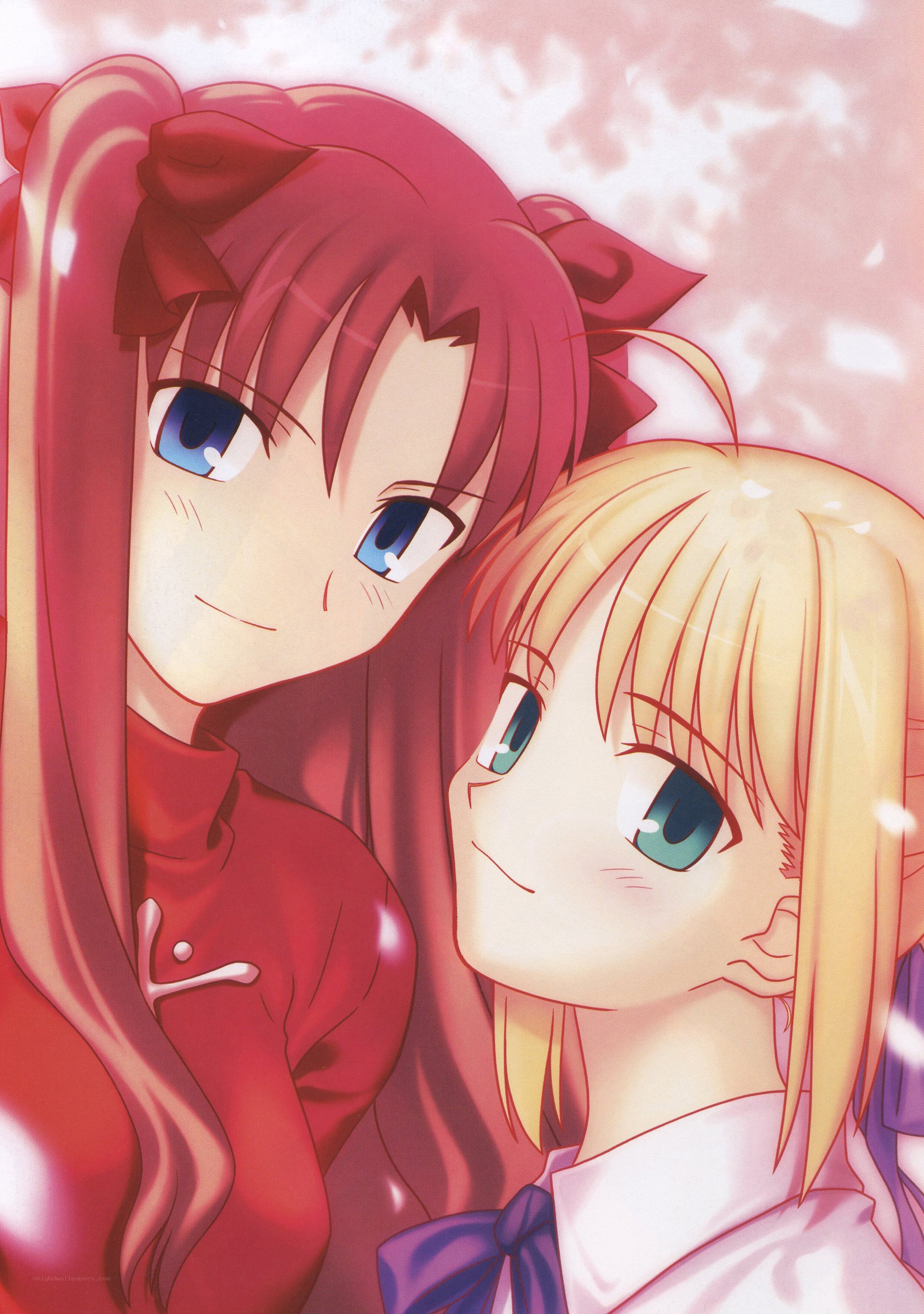 two anime girls smiling