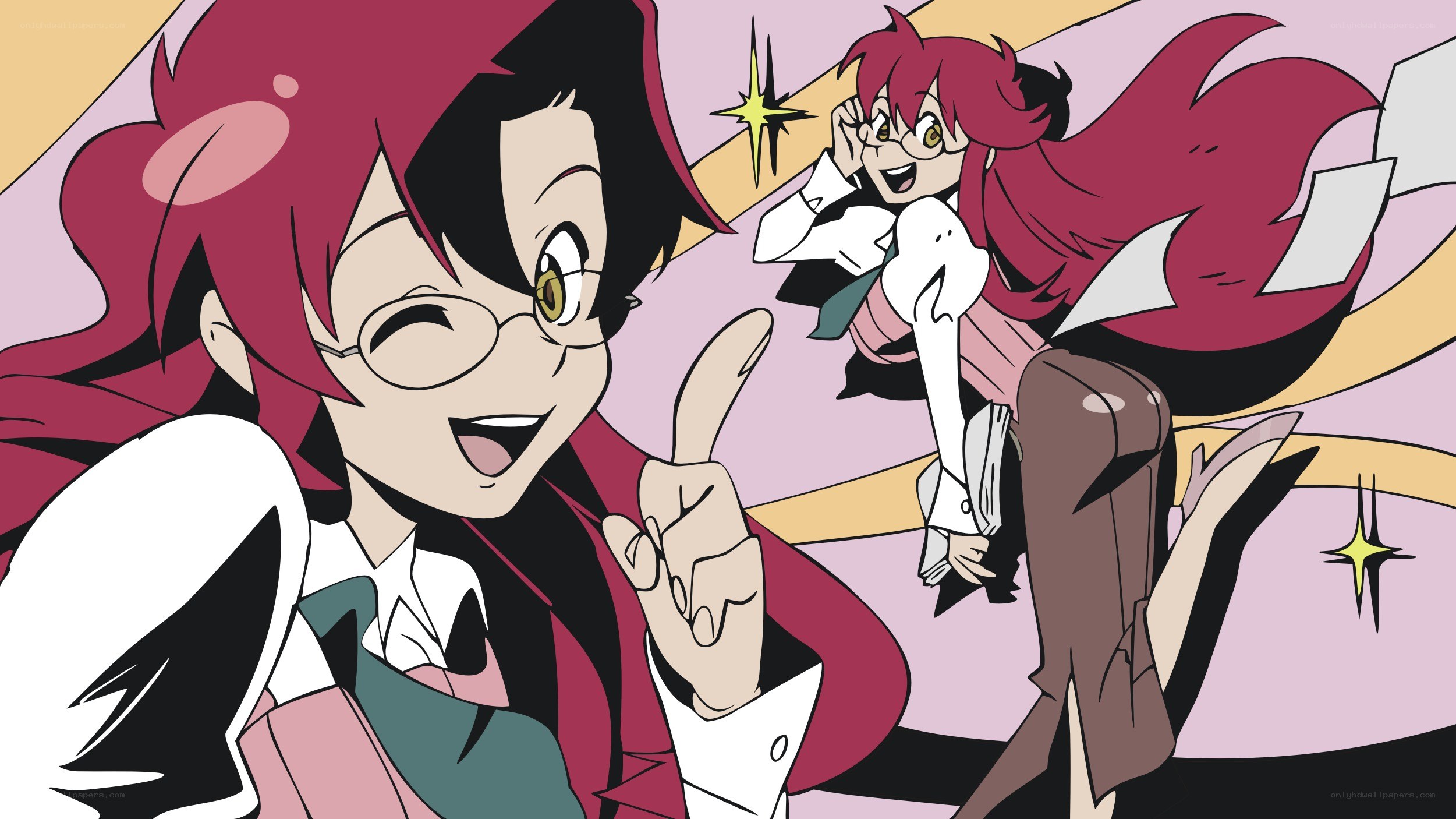 two anime girls smiling