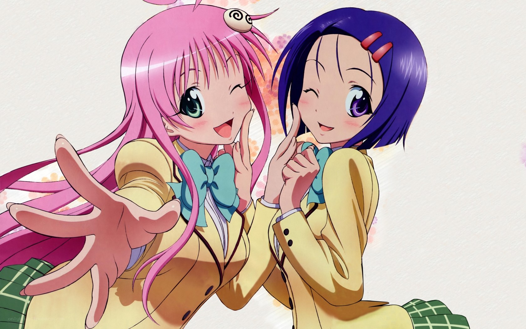 two anime girls smiling