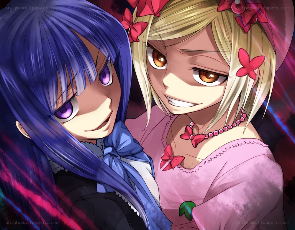 two anime girls smiling