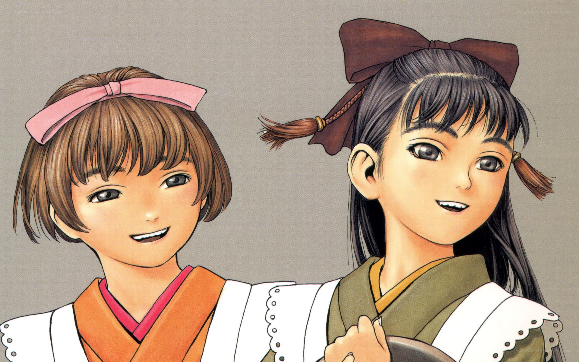 two anime girls smiling