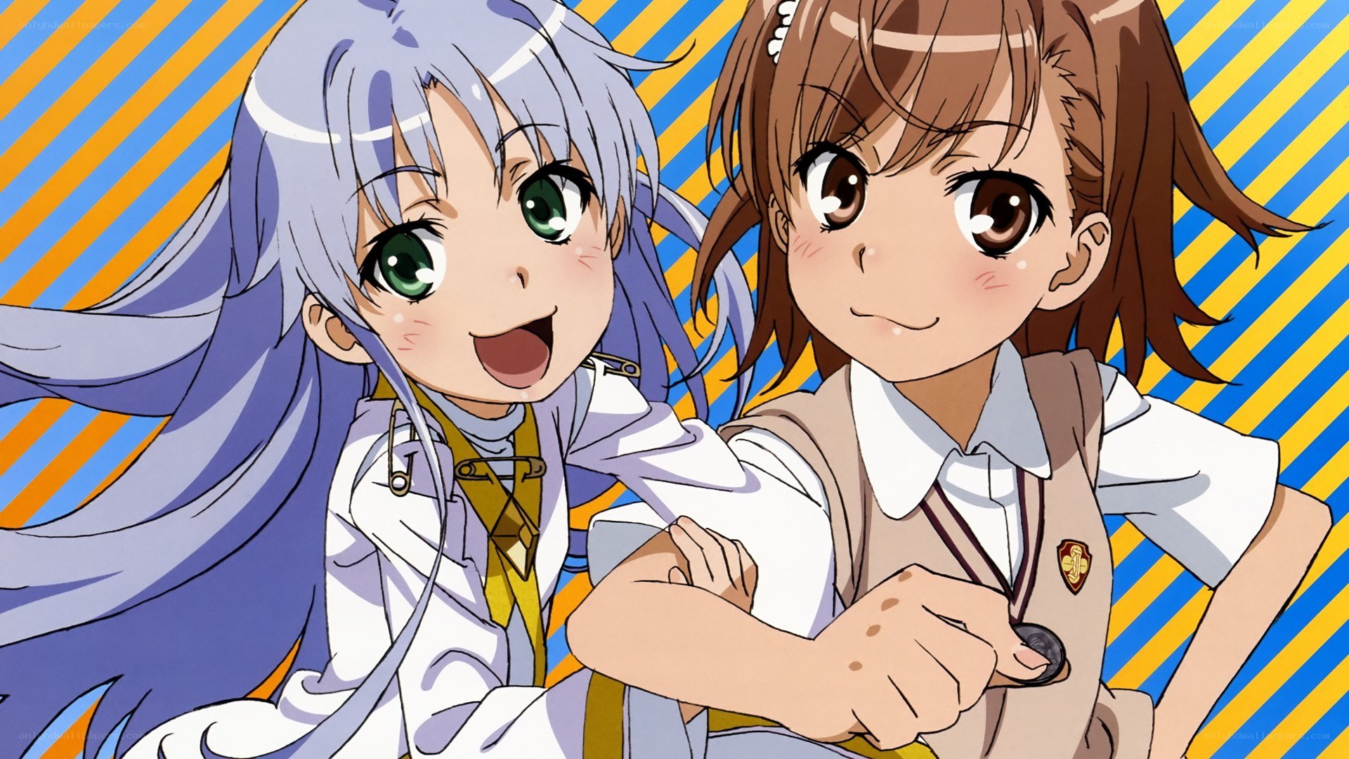 Two anime girls smiling together