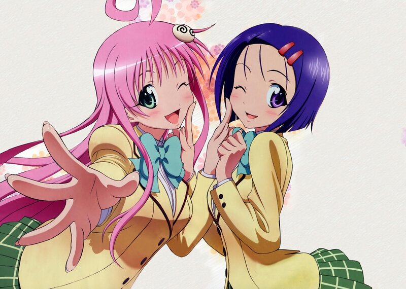 Two Anime Girls Smiling — Yellow, Happy