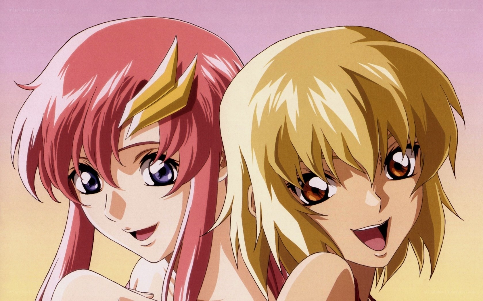 two anime girls smiling