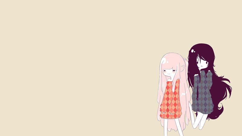 Two Anime Girls Standing — Beige, Calm