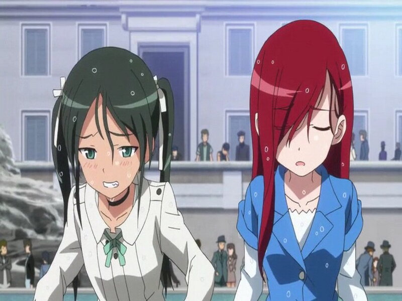Two Anime Girls Standing — Blue, Calm