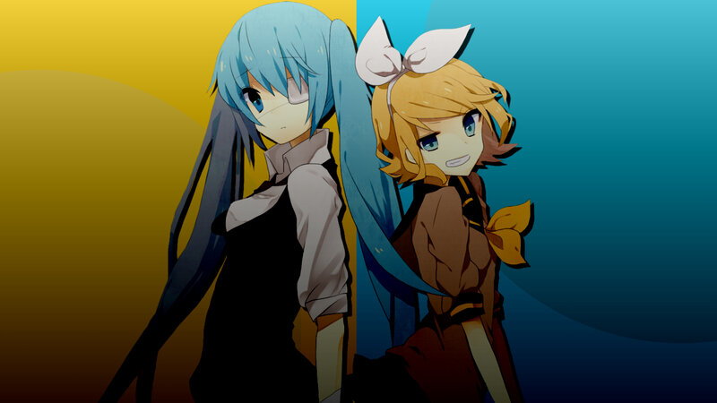 Two Anime Girls Standing — Blue, Dramatic, Long Hair
